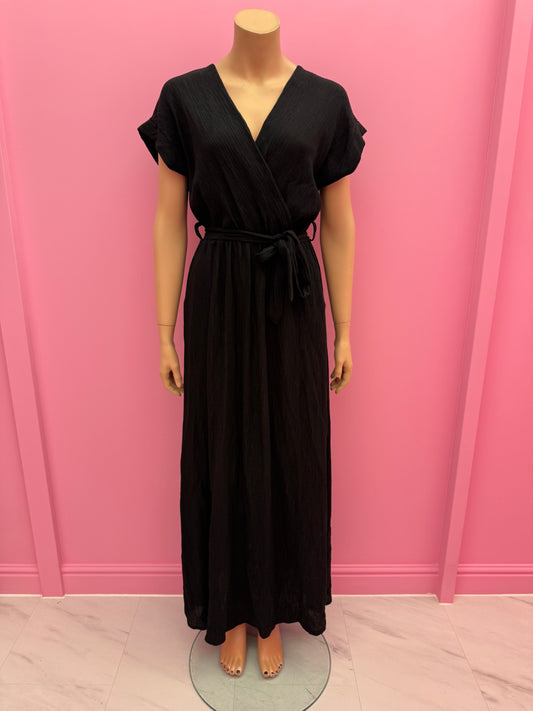 JURK LANG MET ZAKKEN (LUREX ZWART)