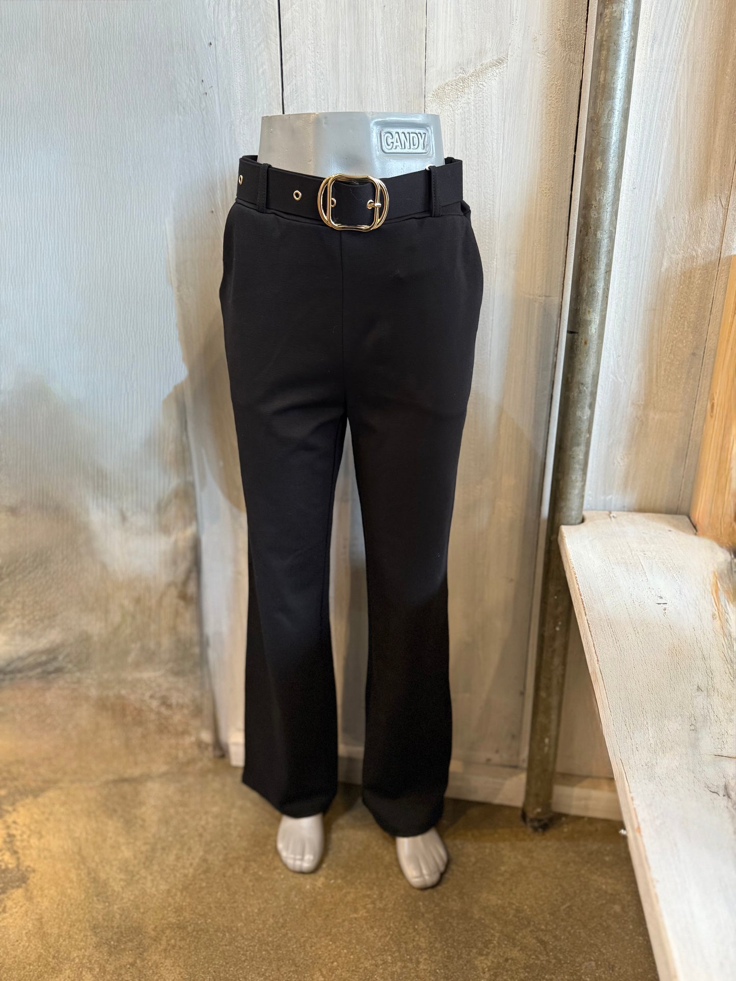 Pantalon met riem zwart
