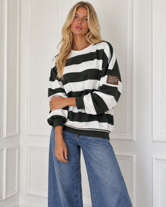LONGSLEEVE LIFE ISN’T PERFECT BUT YOUR OUTFIT CAN BE (GREEN-WHITE)