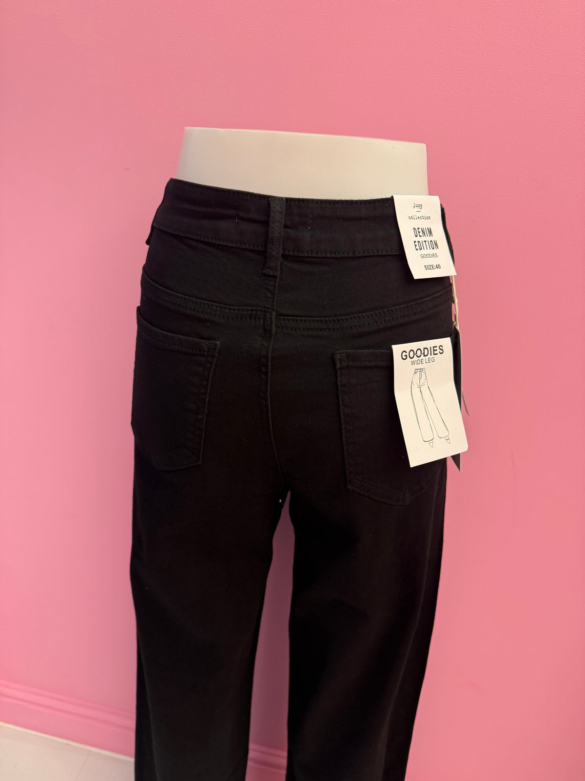 JEANS GOODIES WIDE LEG PLUS BLINGBLING (BLACK)