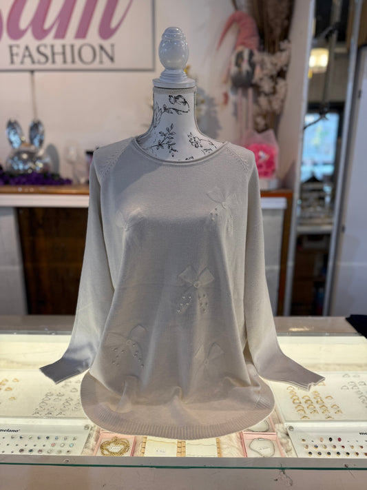 Trui met strikjes (beige) 0229