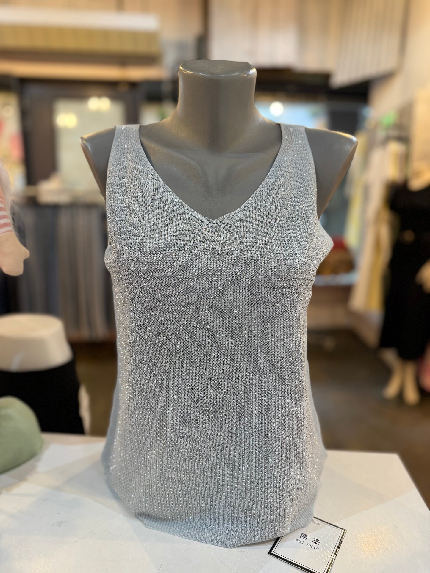 TOP BLINGBLING V-HALS (BLAUW)