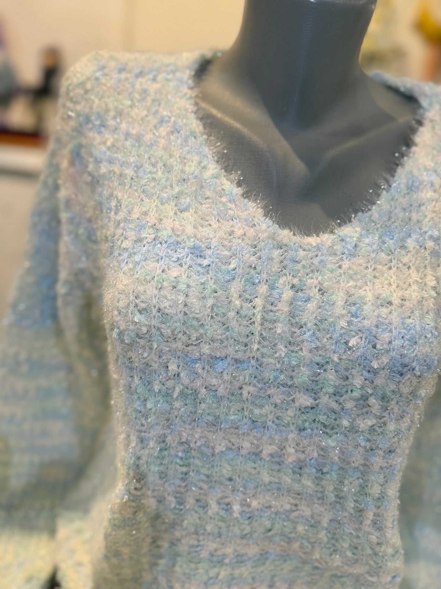 Fluffy trui blauw/groen