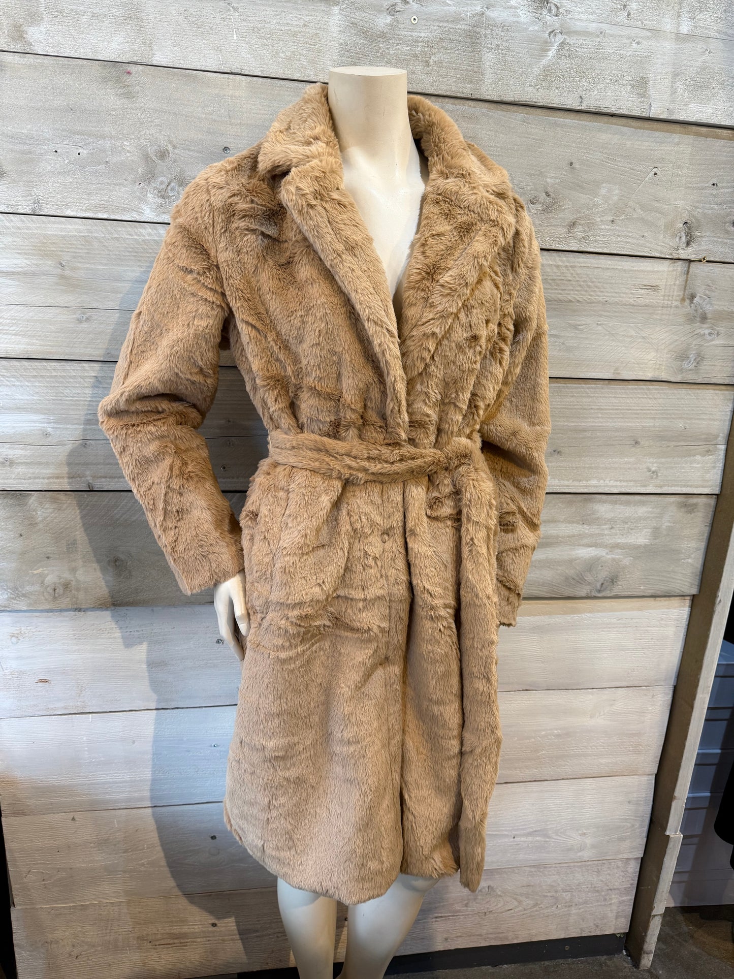 Bontjas camel (S t/m 2XL)