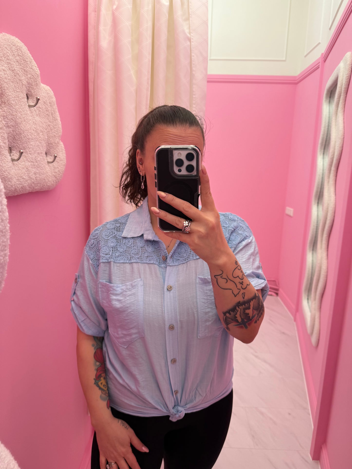 BLOUSE KNOOP (BLAUW)