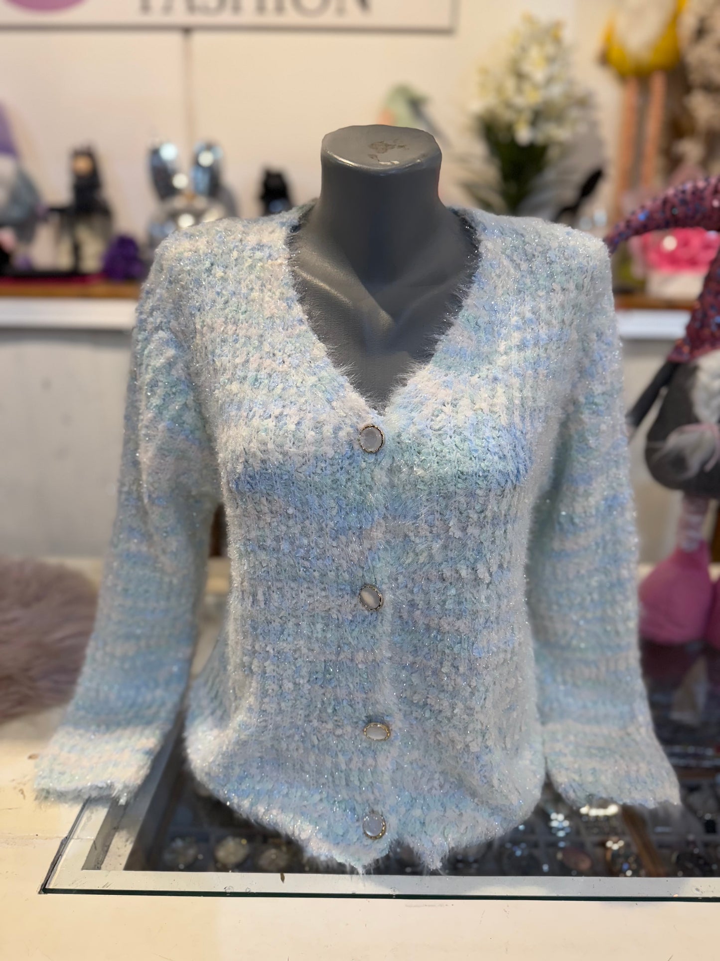 Fluffy vest blauw/groen