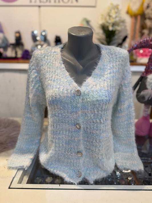 Fluffy vest blauw/groen