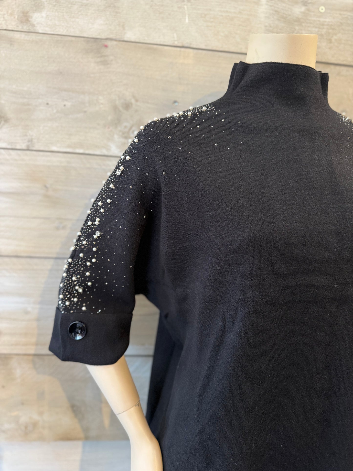 Top met glitters zwart