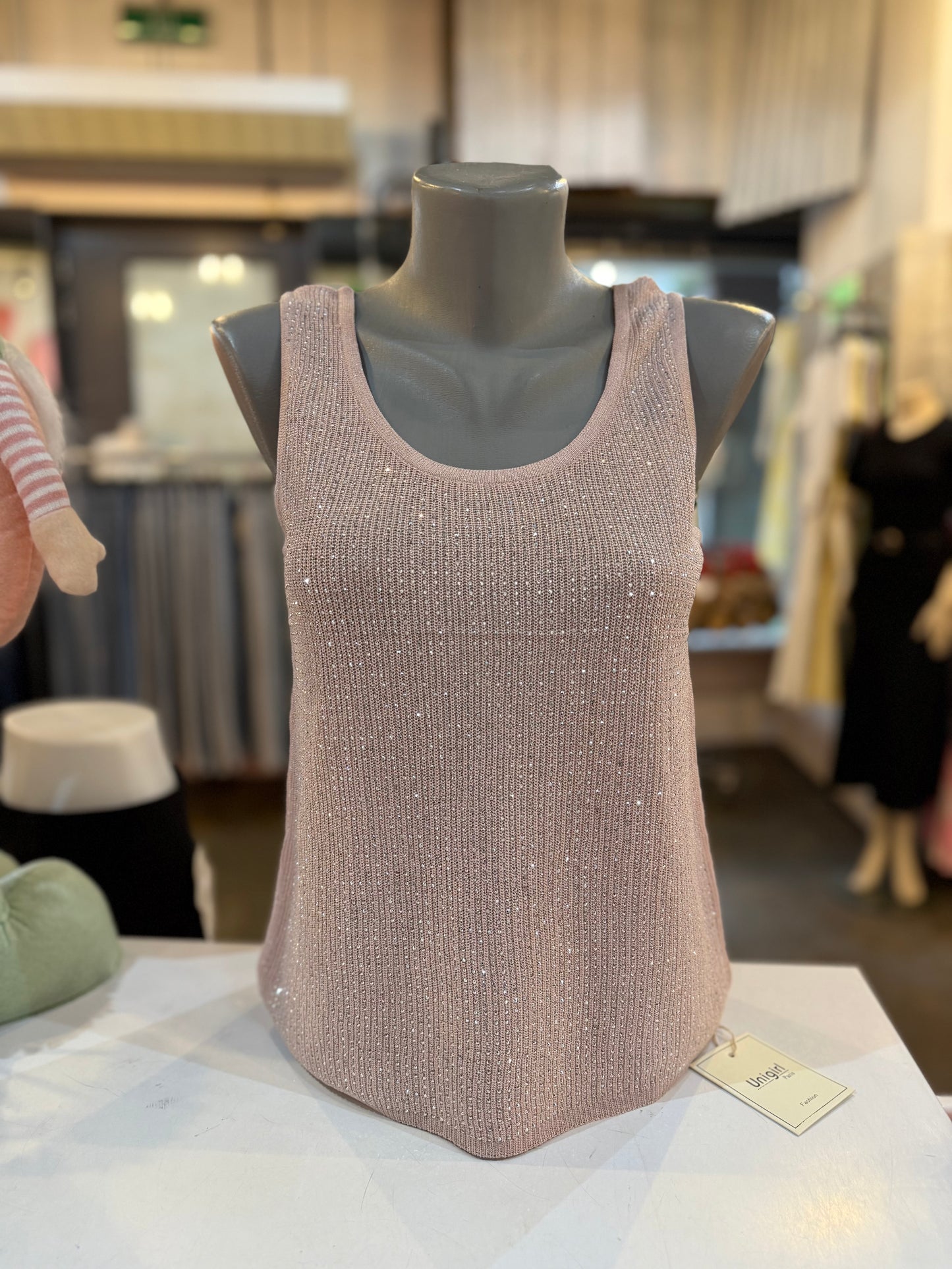 TOP BLINGBLING RONDE HALS (ROZE)