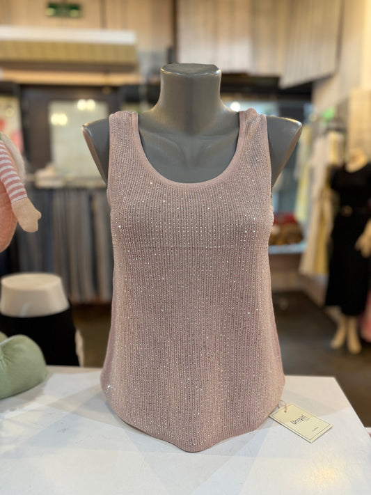TOP BLINGBLING RONDE HALS (ROZE)