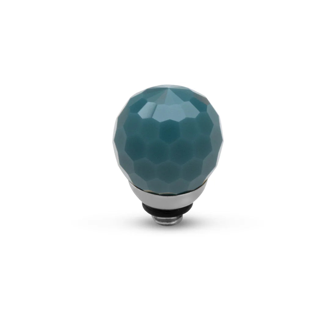 Melano Twisted CZ Facet Ball Steentje ZILVER Retro Blue