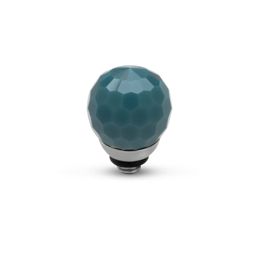 Melano Twisted CZ Facet Ball Steentje ZILVER Retro Blue