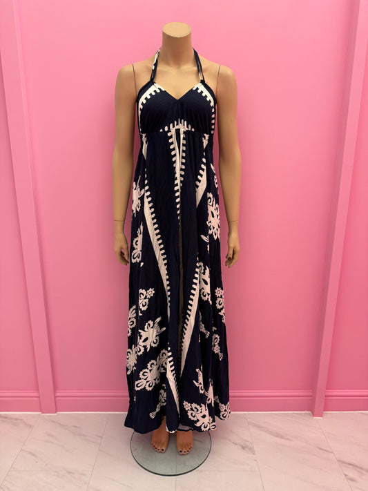 A175-2 ROBE-1 BACKLESS DRESS (NAVY)