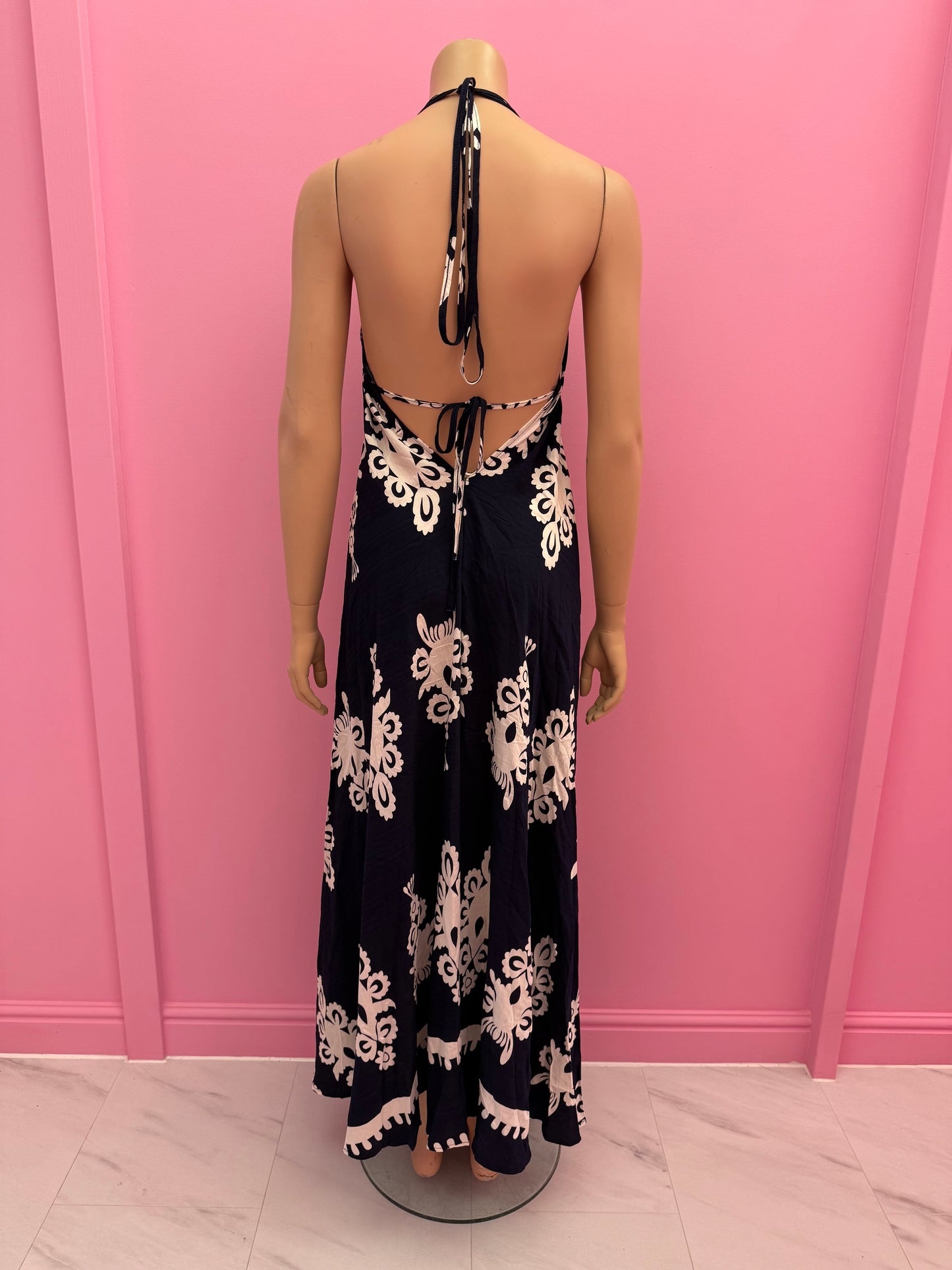 A175-2 ROBE-1 BACKLESS DRESS (NAVY)