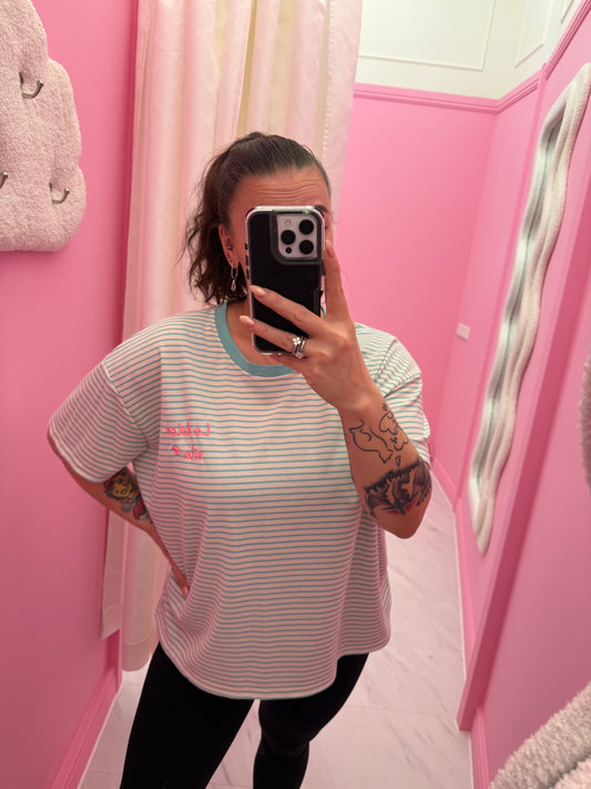 T-SHIRT GESTREEPT LA DOLCE VITA (BLAUW)