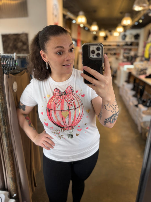 T-SHIRT NEVER GIVE UP (WIT/ROZE)