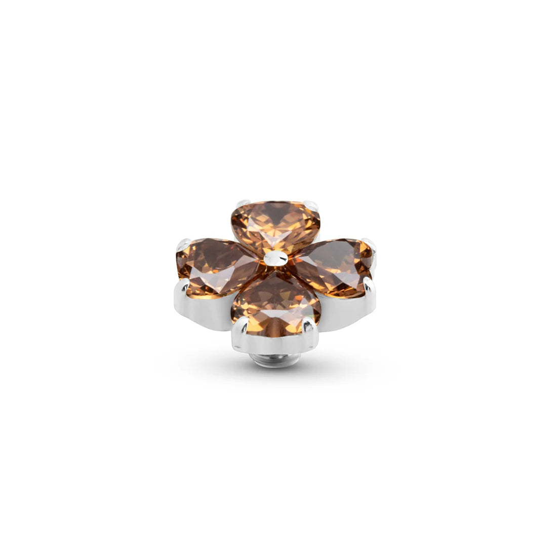 Melano Twisted Heart Clover Steentje ZILVER Coffee