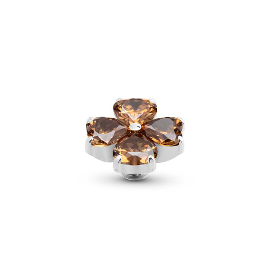 Melano Twisted Heart Clover Steentje ZILVER Coffee