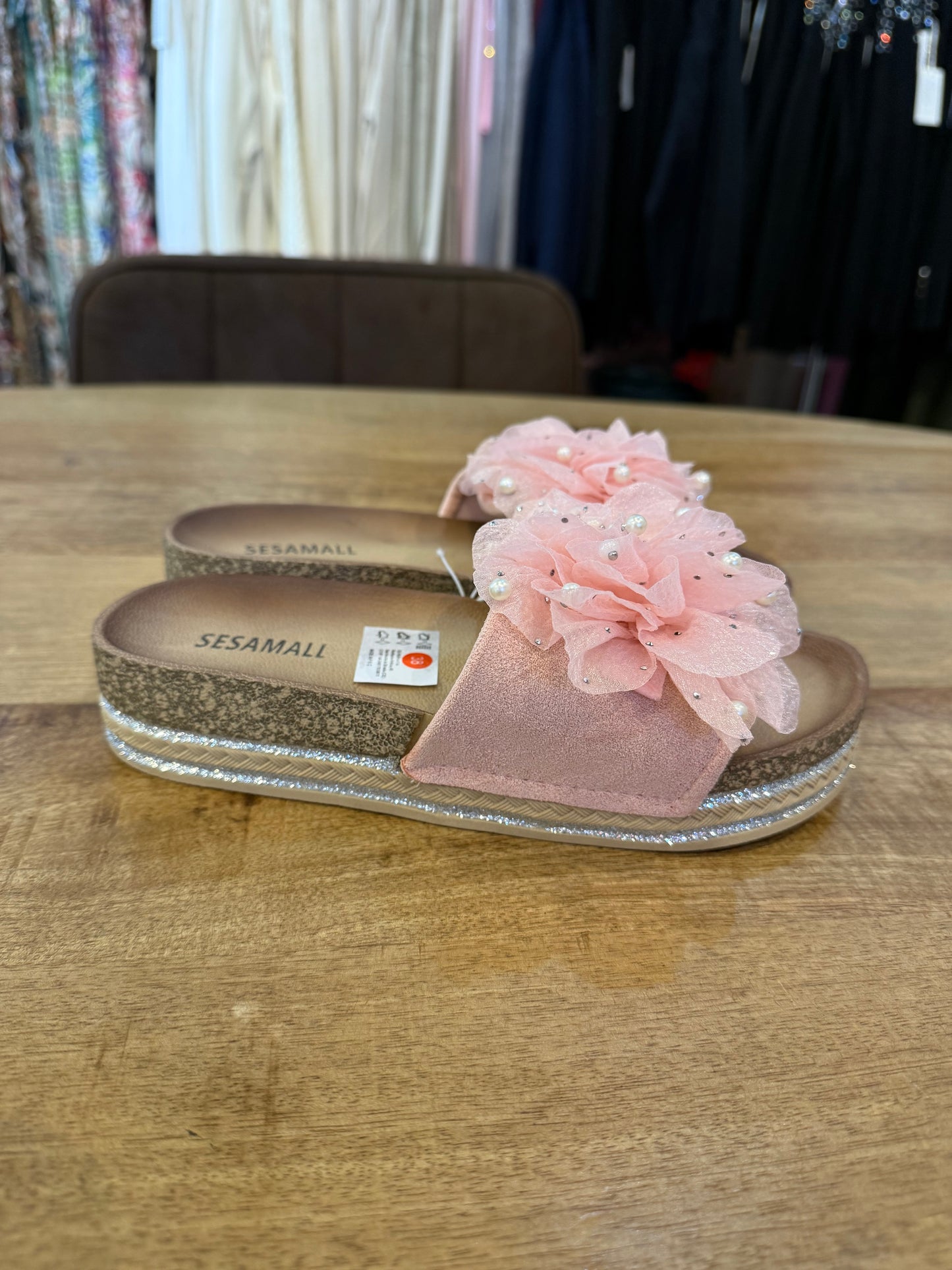 SLIPPER BLOEM/PAREL (ROZE)
