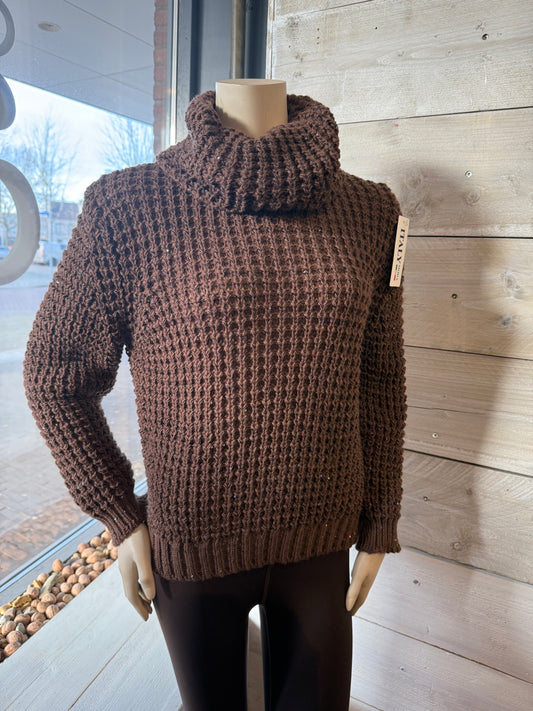Gebreide glittertrui (bruin) 0022
