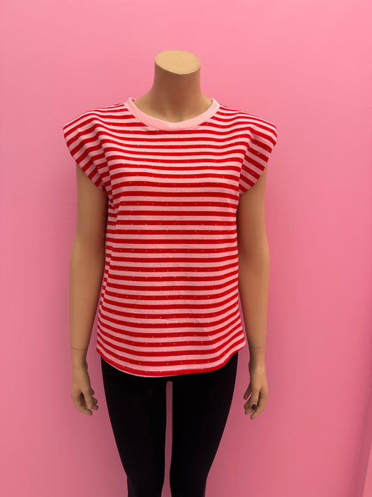 T-SHIRT STREEP BLINGBLING (ROZE/ROOD)