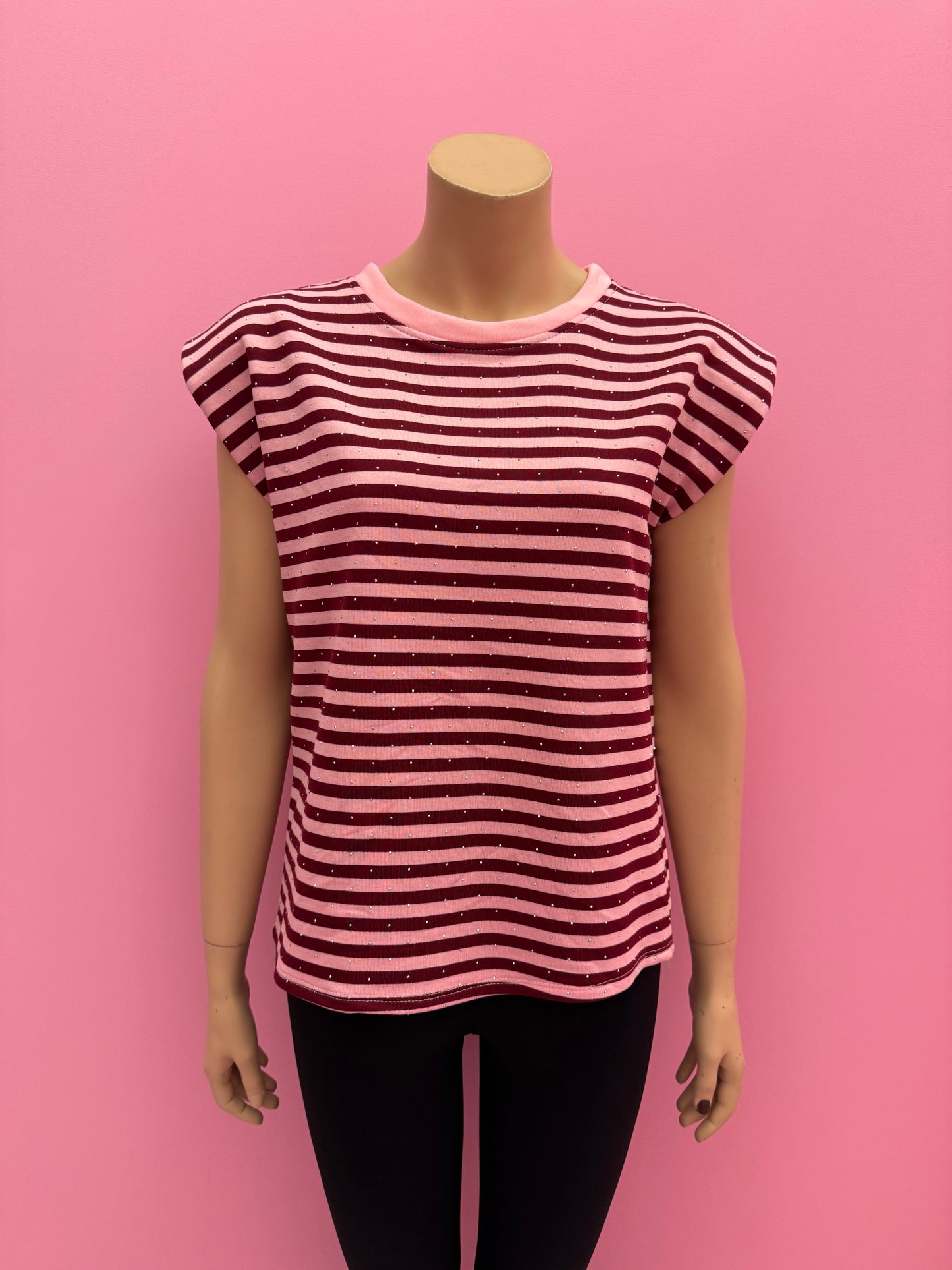 T-SHIRT STREEP BLINGBLING (ROZE/BORDEAUX)