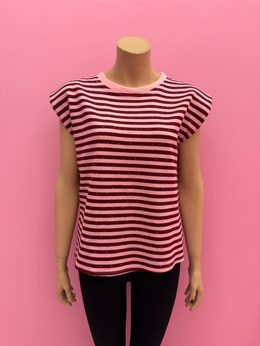 T-SHIRT STREEP BLINGBLING (ROZE/BORDEAUX)