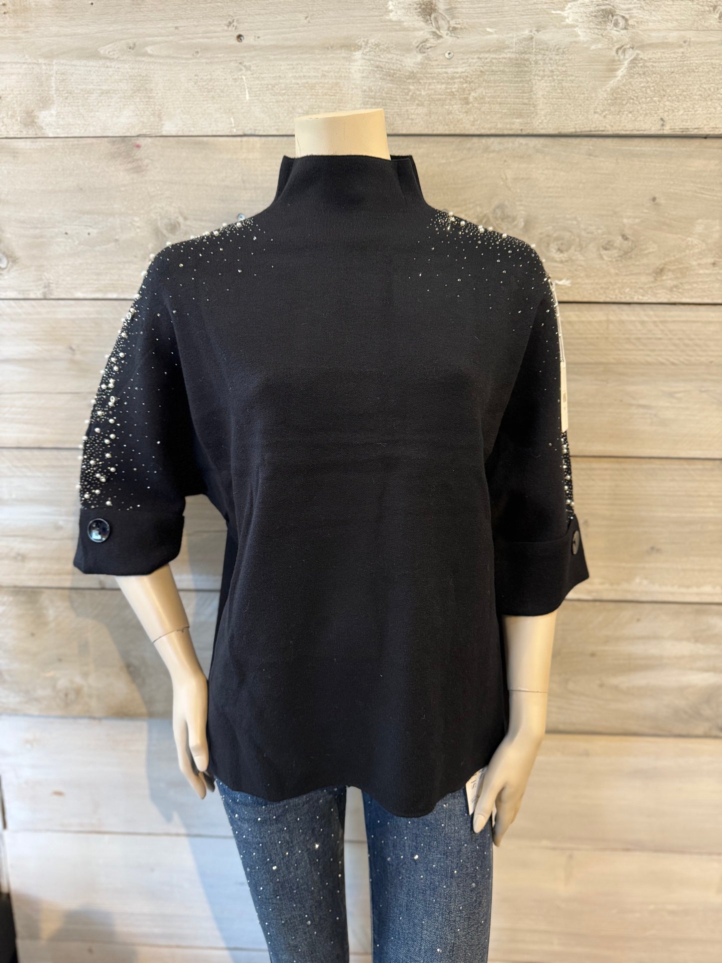 Top met glitters zwart