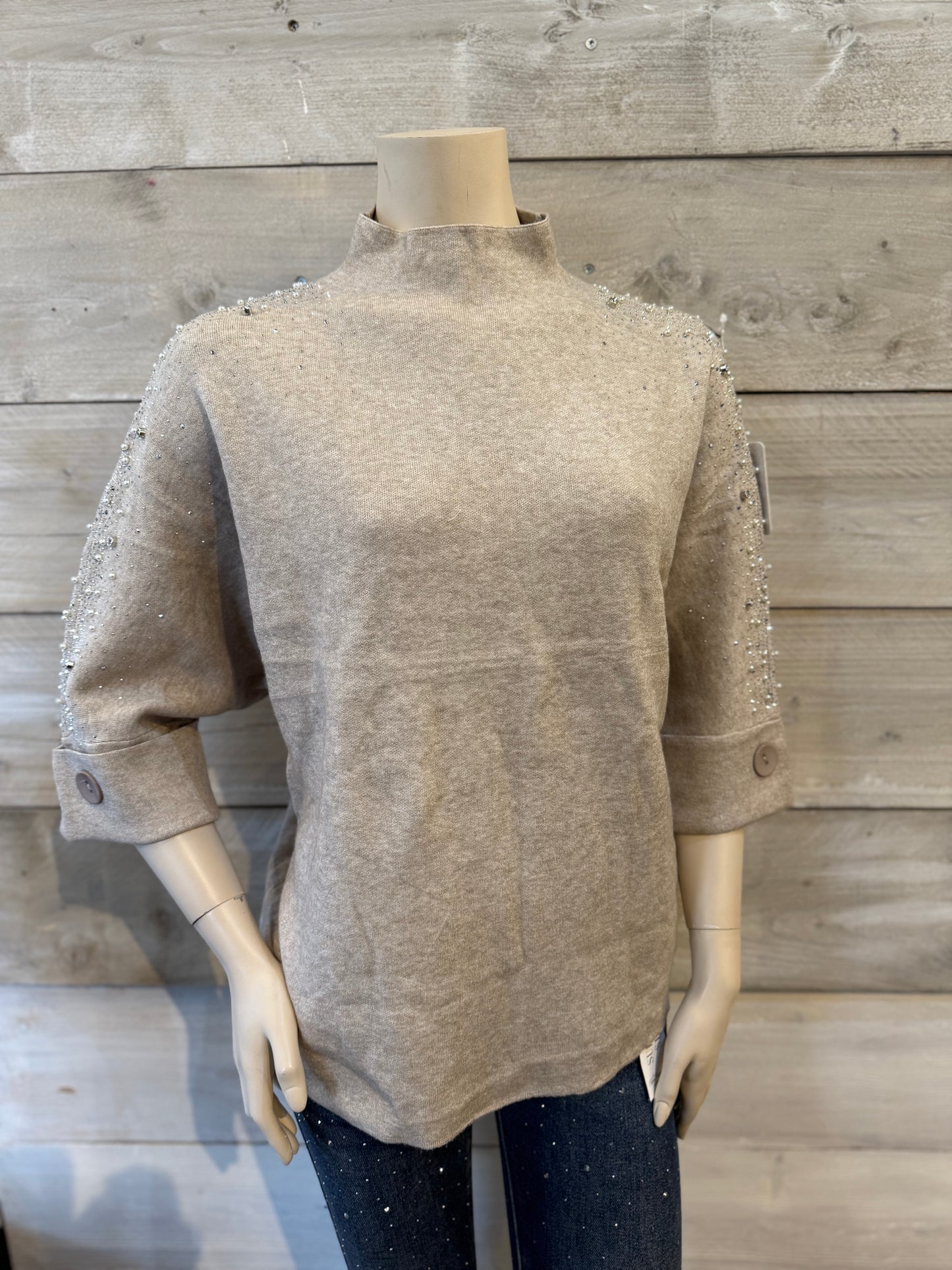 Top met glitters beige