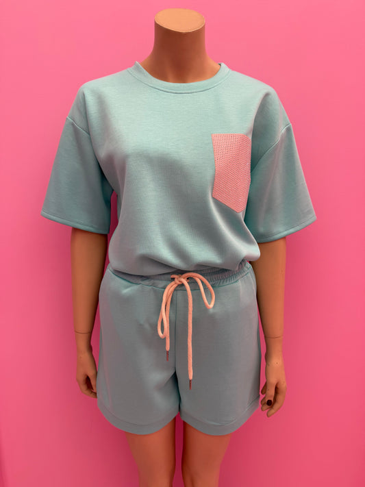 2DELIGE SET PINK POCKET (AQUA)