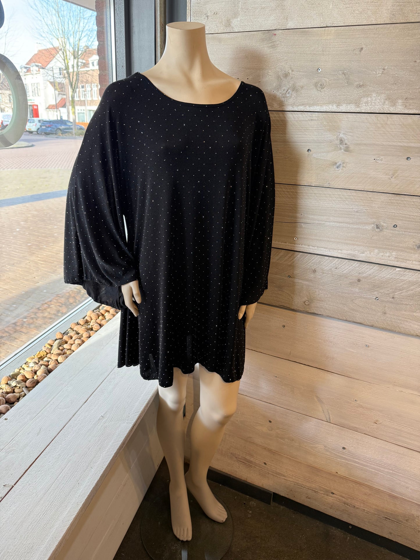 Glittertuniek zwart/zilver 0016