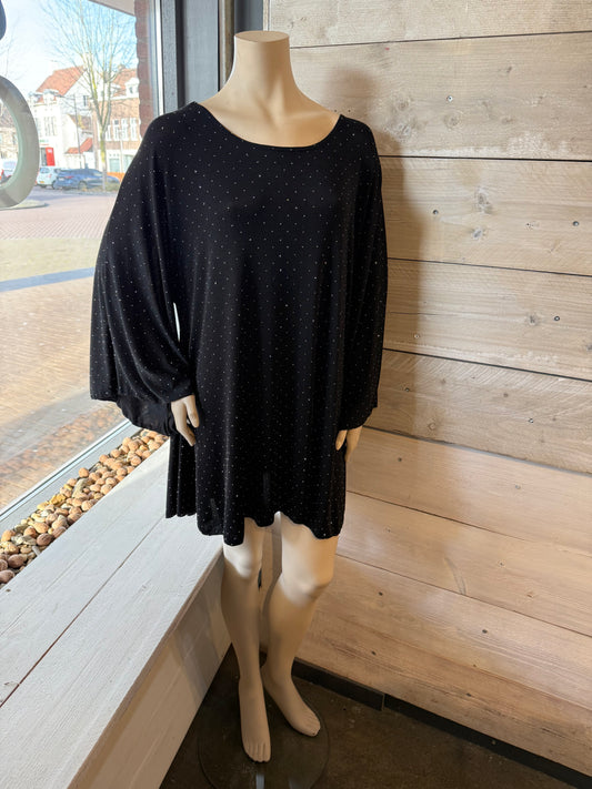 Glittertuniek zwart/zilver 0016