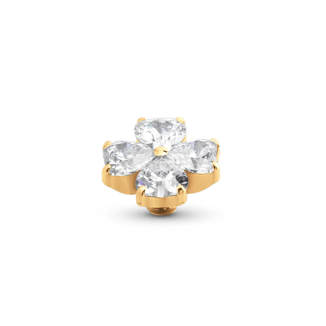 Melano Twisted Heart Clover Steentje GOUD Crystal