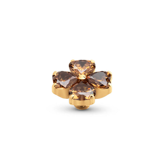 Melano Twisted Heart Clover Steentje GOUD Coffee