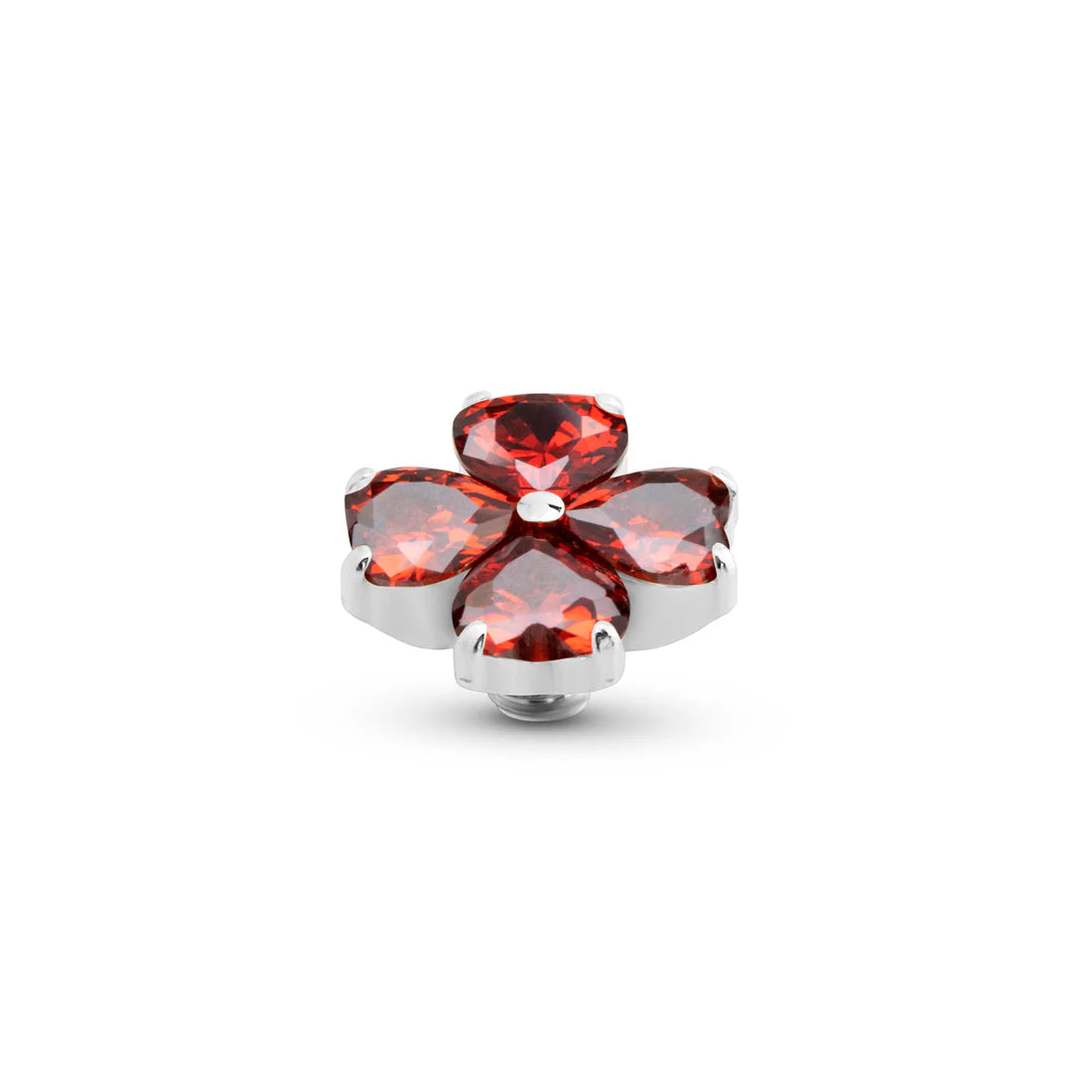 Melano Twisted Heart Clover Steentje ZILVER D.D-Garnet