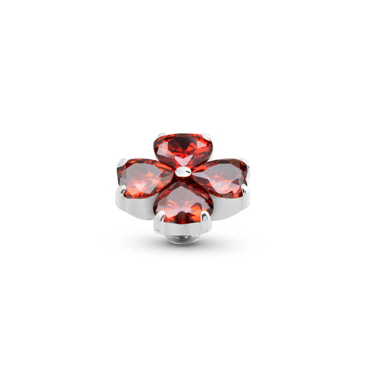 Melano Twisted Heart Clover Steentje ZILVER D.D-Garnet