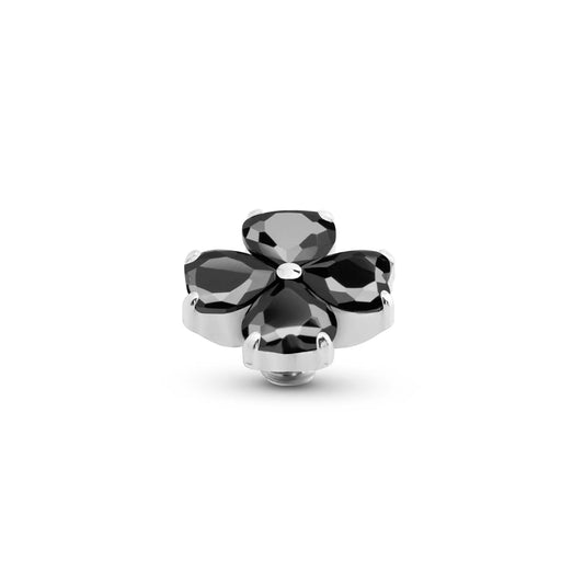 Melano Twisted Heart Clover Steentje ZILVER Black