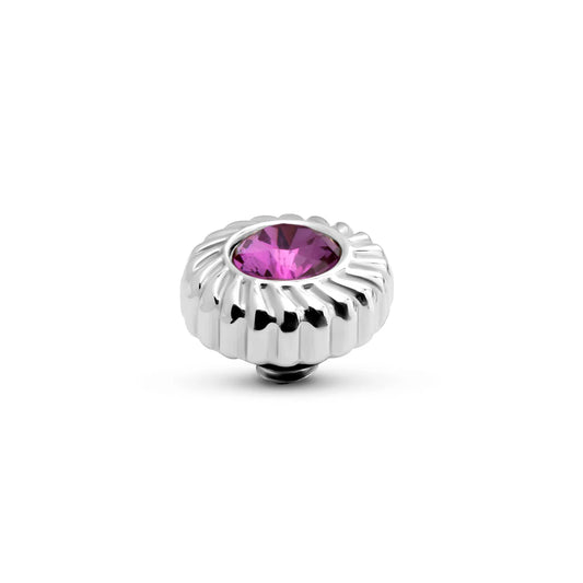 Melano TWISTED Crystal Flower Steentje (ZILVER) FUCHSIA PURPLE