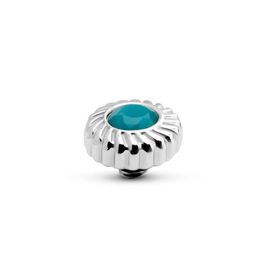 Melano TWISTED Crystal Flower Steentje (ZILVER) TEAL