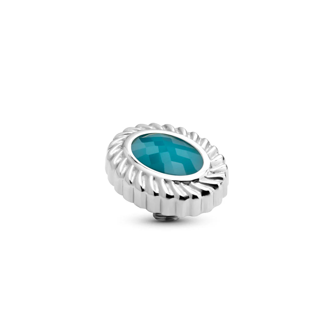 Melano TWISTED Oval Rope Steentje (ZILVER) TEAL