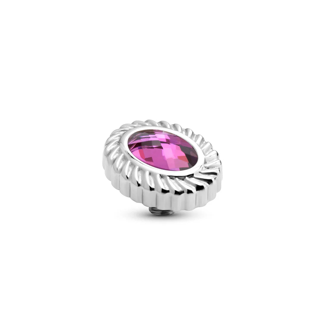 Melano TWISTED Oval Rope Steentje (ZILVER) FUCHSIA PURPLE