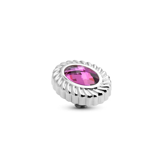 Melano TWISTED Oval Rope Steentje (ZILVER) FUCHSIA PURPLE