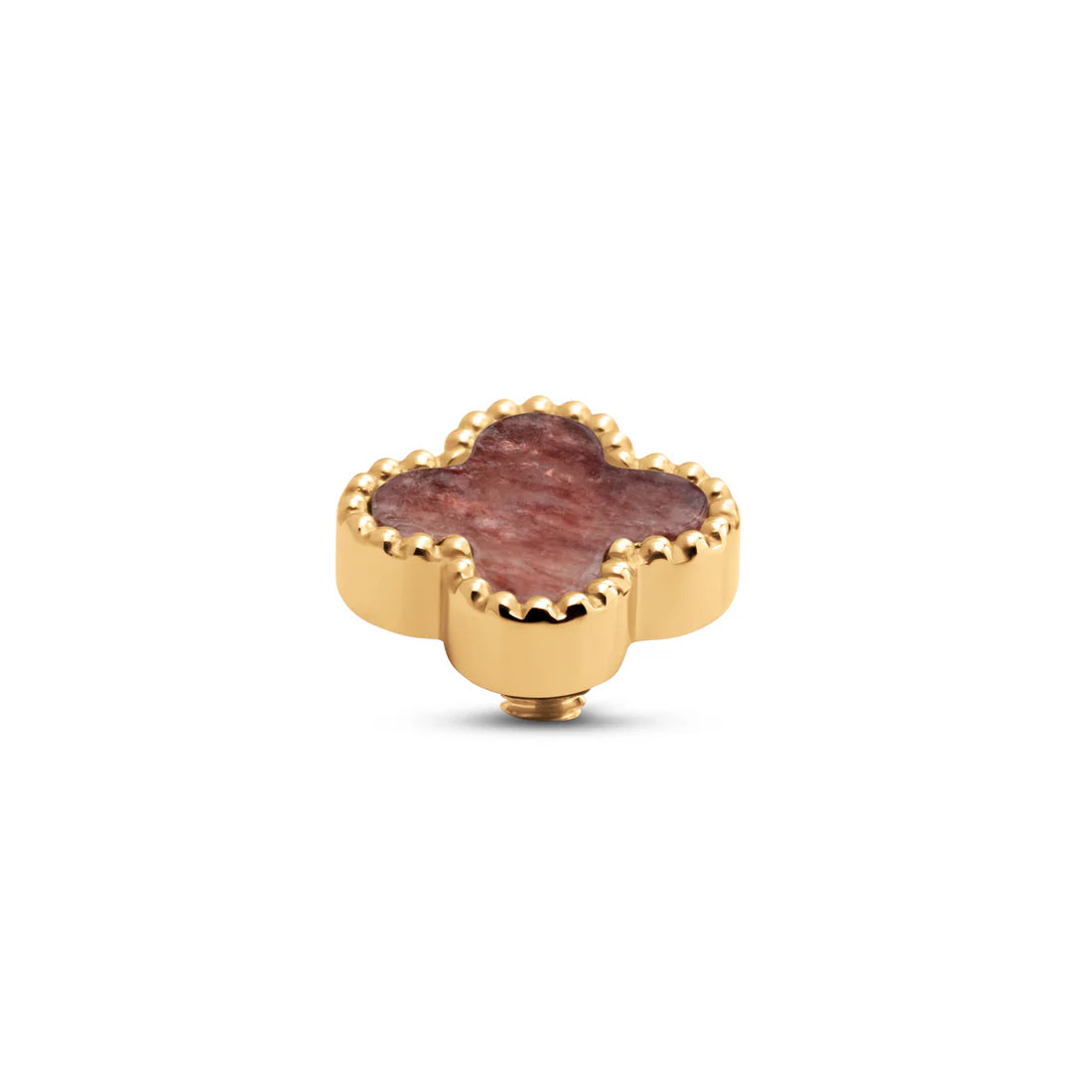 Melano TWISTED Gem Clover Steentje (GOUD) LIGHT STRAWBERRY QUARTZ