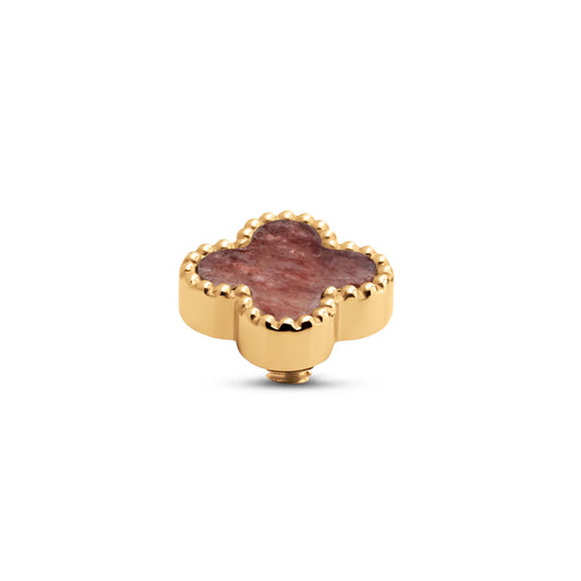 Melano TWISTED Gem Clover Steentje (GOUD) LIGHT STRAWBERRY QUARTZ