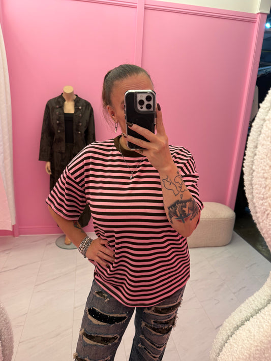 T-SHIRT STREEP (BROWN-PINK)